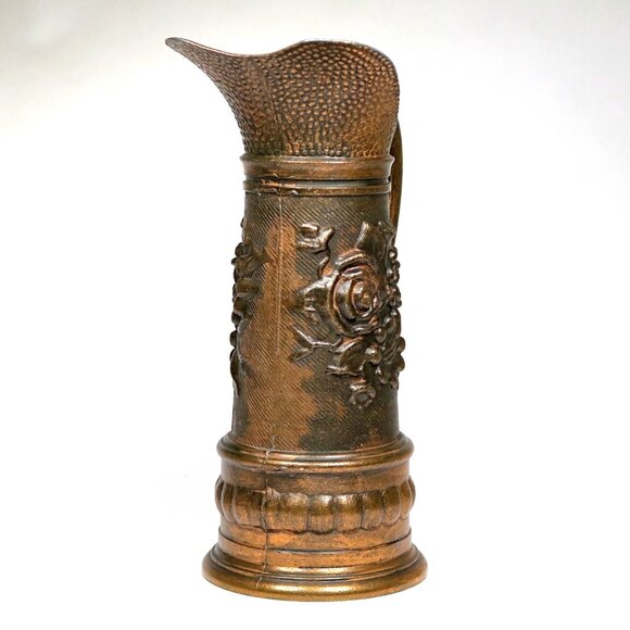 Decorative Floral Brass Pitcher Made in Italy for Action Vintage Home Decor - Picture 2 of 7